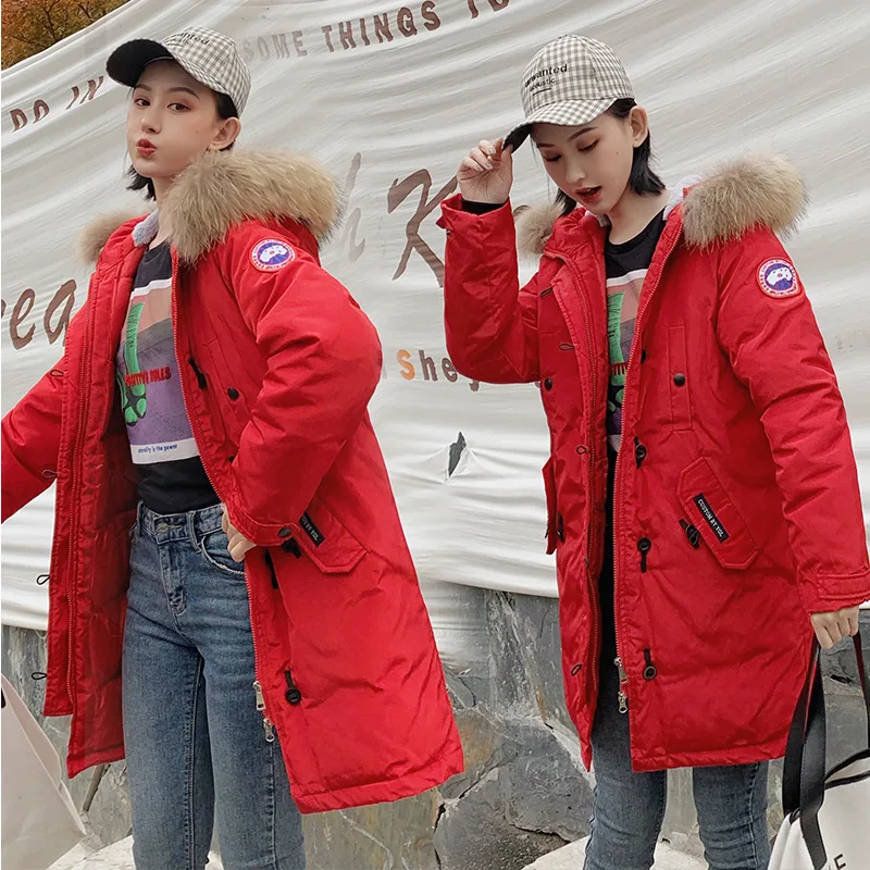 

2019 Large Fur Collar down Jacket Cotton-padded Clothes INS Thick Warm Mid-length Hooded Cotton-padded Clothes Korean-style Slim