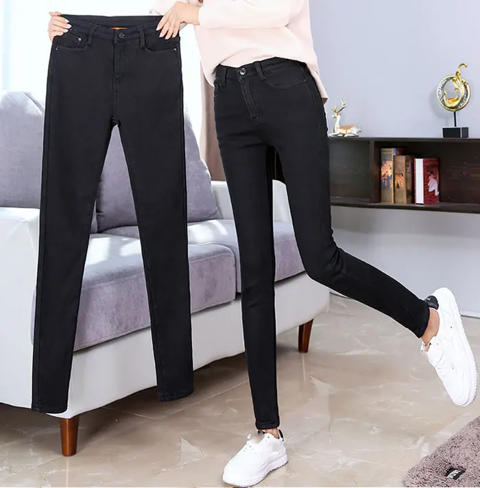 Новые женские брюки-скинни джинсы зимние плотные бархатные тонкие зимние теплые длинные брюки женские с высокой посадкой джинсы карандаш брюки