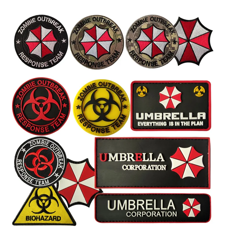 Umbrella Corporation Embroidered Patches Biochemistry Umbrella Military Army Badges For Clothes Bags Zipper Sliders