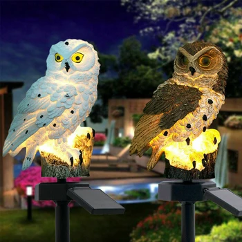 

2019 HOT Solar Light With Solar LED Panel Fake Owl Waterproof IP65 Outdoor Solar Powered Led Path Lawn Yard Garden Lamps
