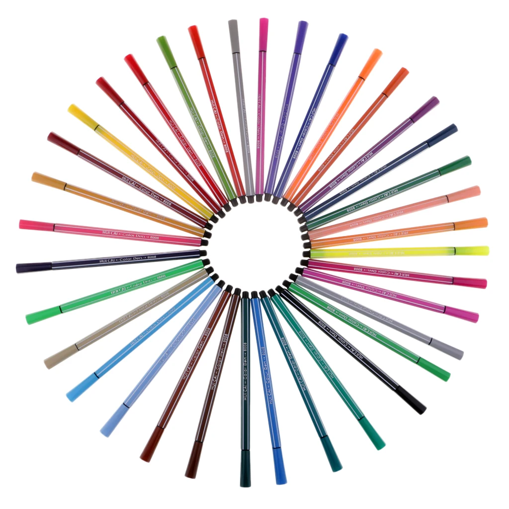 36x Fibre Felt Tip Coloring Pen Washable For Kids Children Drawing Graffiti