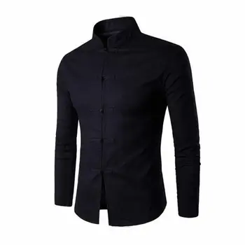 

Men's Chinese Style Tang Suit Casual Shirts Collar Cotton Dress Shirt Tops Hot