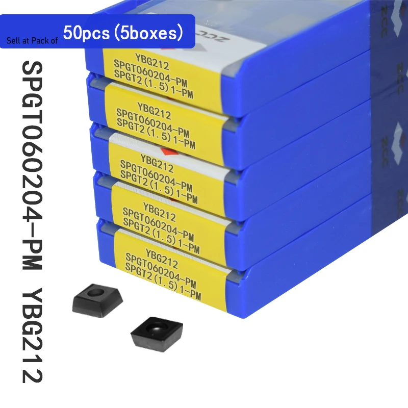 50 шт. ZCC Фрезерный инструмент резак SPGT060204-PM YBG212 твердосплавный сверлильный