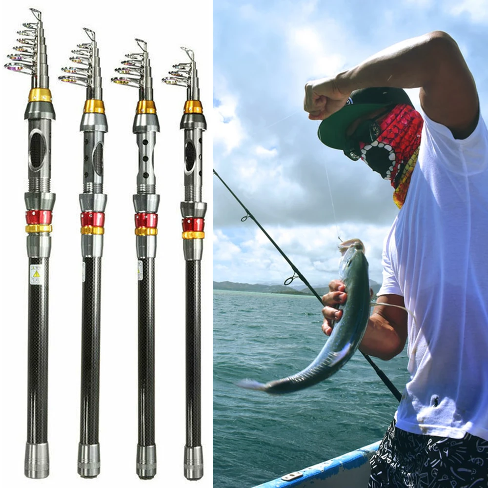 2019 New Mini Telescopic Fishing Rod Carbon Fiber Spinning Fish 1.8M-3.0M Spinning Ultra-Light Hand Carp Sea Rod Fishing Tackle