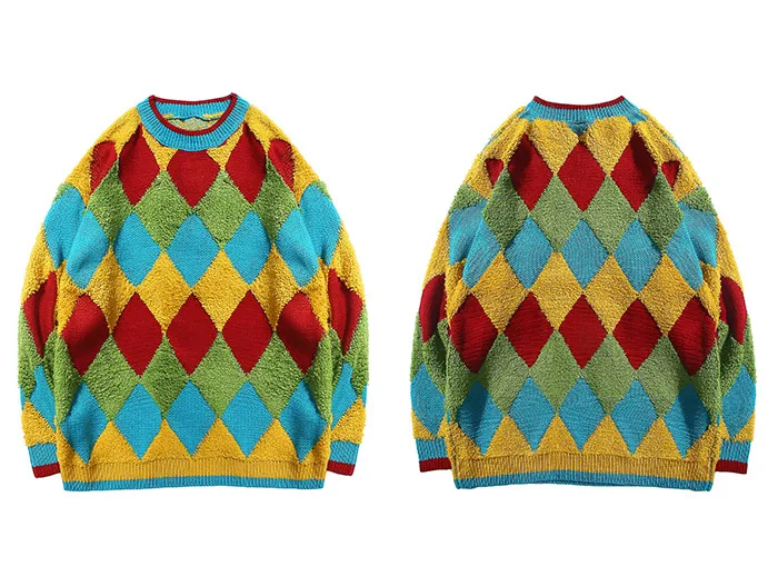 Aelfric Eden хип хоп Argyle Knittwear мужские свитера Harajuku топы оверсайз осенние модные мужские пуловеры Повседневная Уличная одежда
