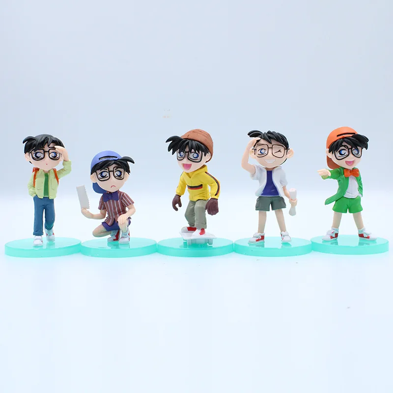 

NEW 10cm 5pcs/lot Based Cartoon Detective Conan Edogawa Konan Kudou Shinichi Richard Model Figure Toy