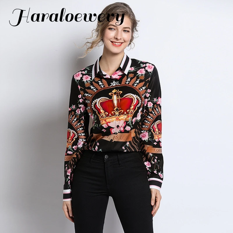 2019 Spring Autumn Long Sleeve Shirt Womens Tops And Blouses Luxury Print Vintage Blouse Ladies Office Blusas Feminina |