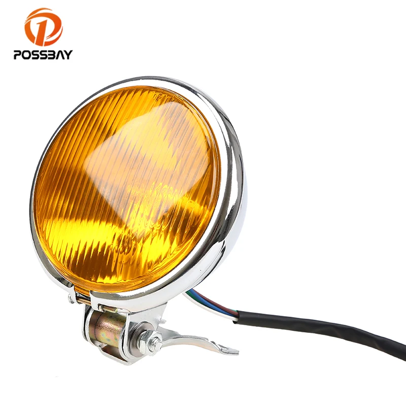 Универсальные мотоциклетные фары POSSBAY 5 дюймов янтарные передние для Honda Yamaha Suzuki