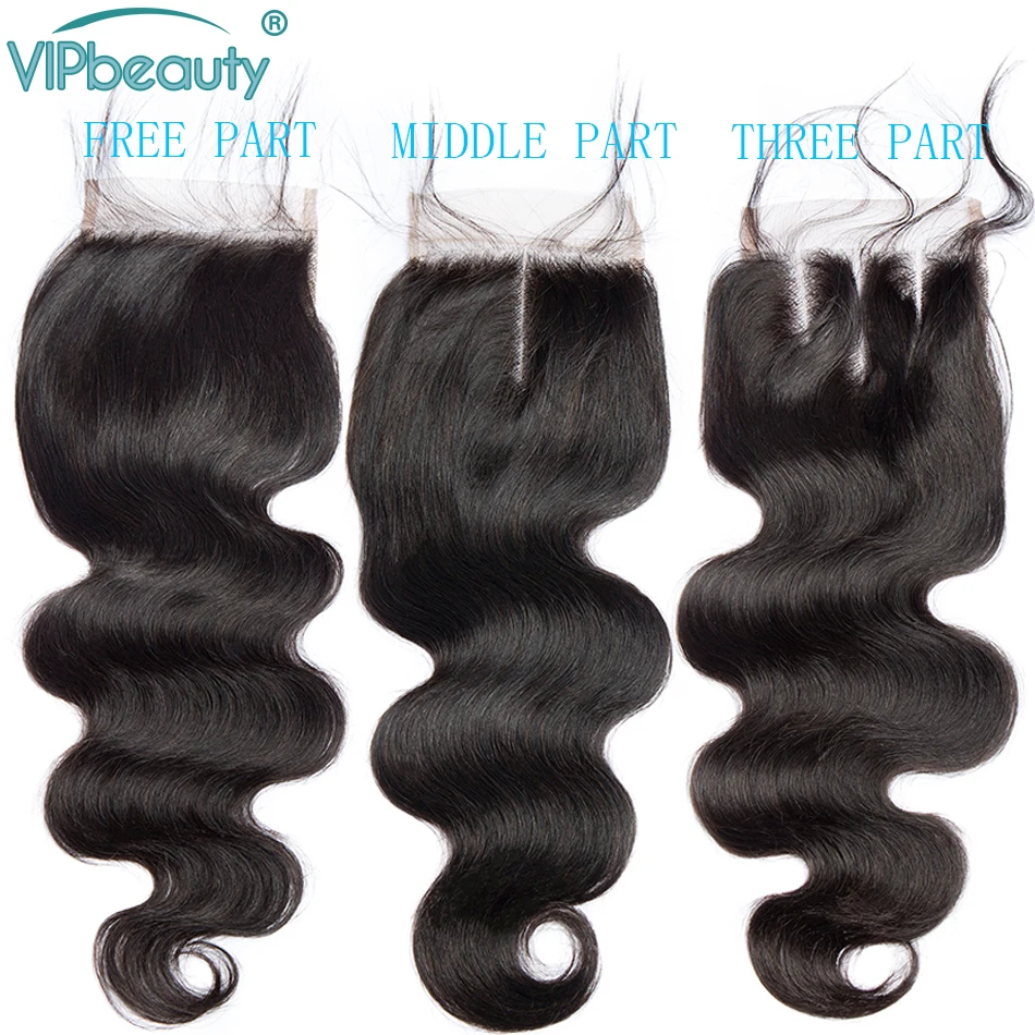 VIPBEAUTY Malaysian Hair 4 Body Wave Bundles with Closure Natural Color M Remy Human Hair Bundles with Closure 8-28 inch