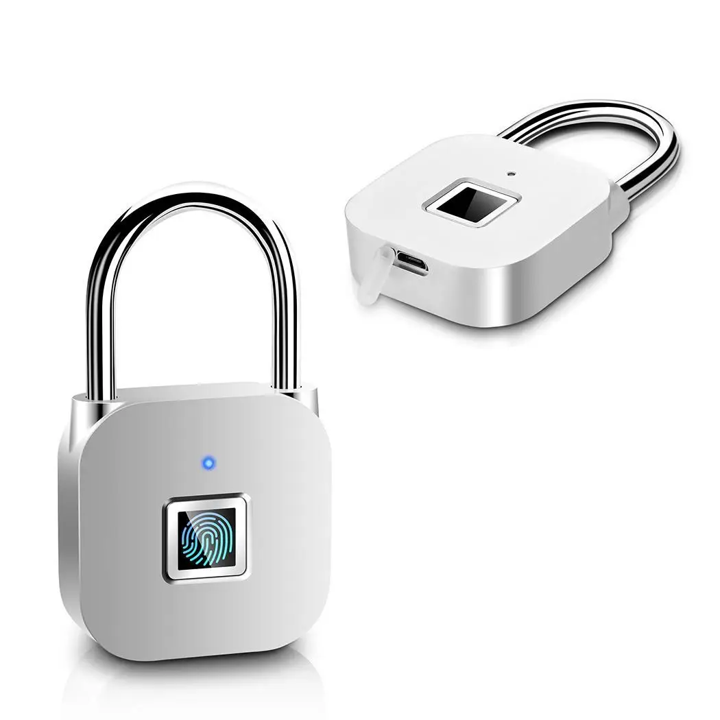 

USB Charging Smart Fingerprint Padlock Keyless Anti-theft Suitcase Door 100mAh fingerprint padlock. Lock