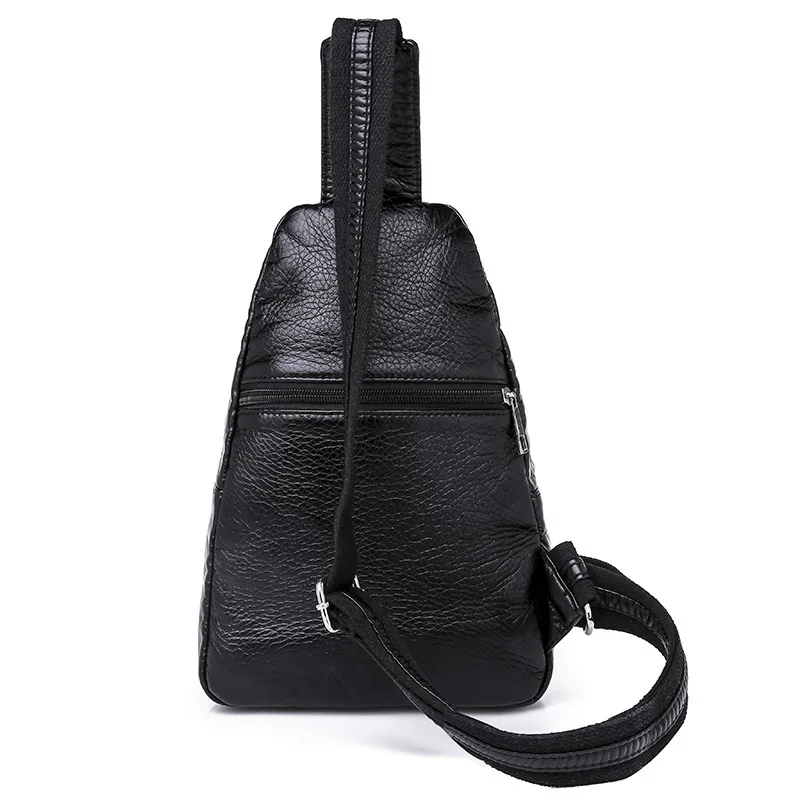 

Simple Chest Bag Men And Women Celebrity Style Soft Leather PU Multifunctional Bag Portable Large Capacity Shoulder Bag Casual V