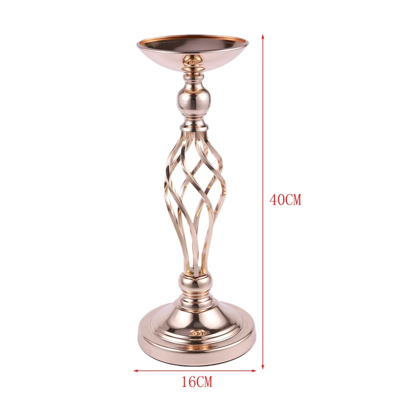 1PCS Gold Flower Vases Candle Holders Rack Stands Wedding Decoration Road Lead Table Centerpiece Pillar Party Event Candlestick