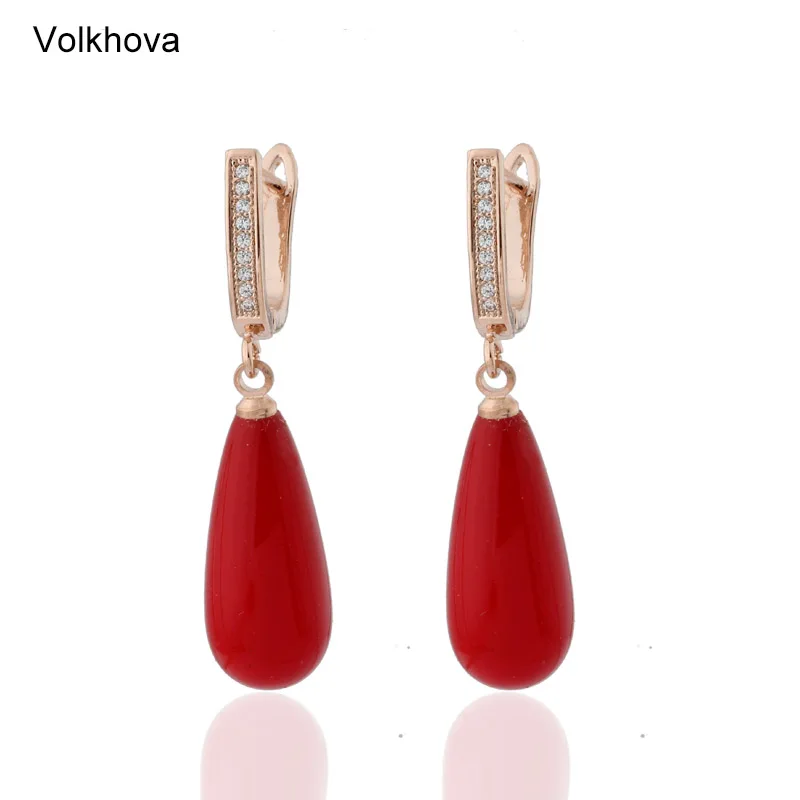 

New 585 Rose Gold Micro Wax Inlay Natural Zircon Faux Shell Pearls Multicolor Water Drop Long Earrings Women Fashion jewelry