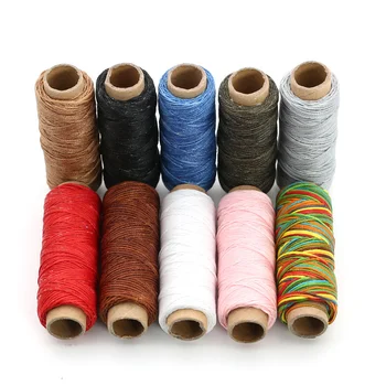 

Jiwuo Multi Color 1mm 150D Leather Waxed Thread Cord 50 Meters Flat Waxed Sewing Line for DIY Stitching Thread Handicraft Tool