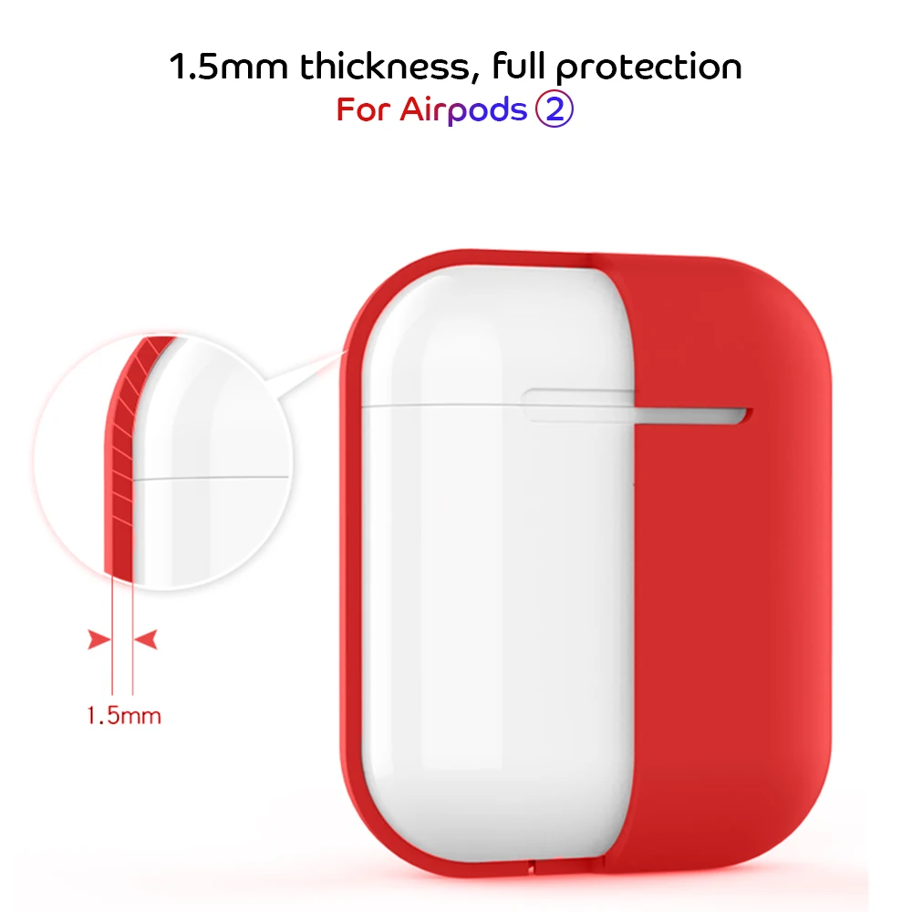 Мягкий силиконовый чехол для беспроводных Bluetooth наушников Apple Airpods 1/2 однотонный