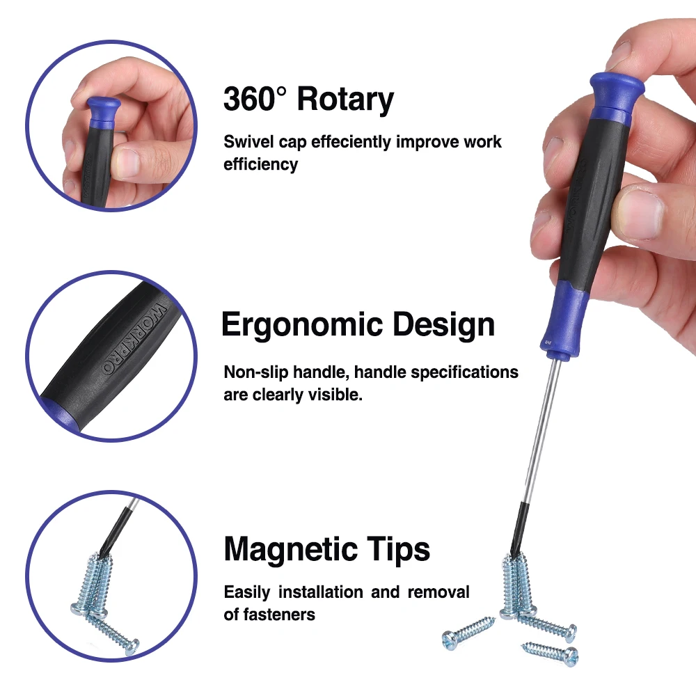 WORKPRO 16PC 자기 스크루 드라이버 세트 Phillips Slotted Pozi 및 Pricision Screwdriver Set For Fix Repair DIY With Durable Case