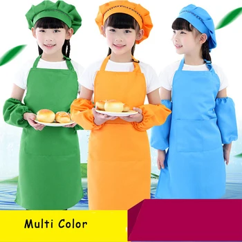

Children's Apron Oversleeve Hat Headscarf Kindergarten Kitchen Baking Painting Cooking Craft Art Bibs Apron Advertising Aprons
