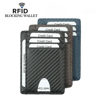 

Genuine Leather RFID Men Wallet Anti-theft Brush Thin Slim Mini Coin Purse Billfold Multi Slots ID Card Holder Male Clutch Bag