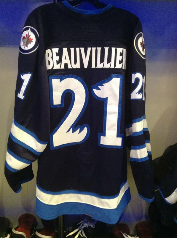 21 FRANCIS BEAUVILLIER Manitoba moose Jets Ретро Возврат хоккейная Джерси Вышивка сшитая на заказ любое количество и имя