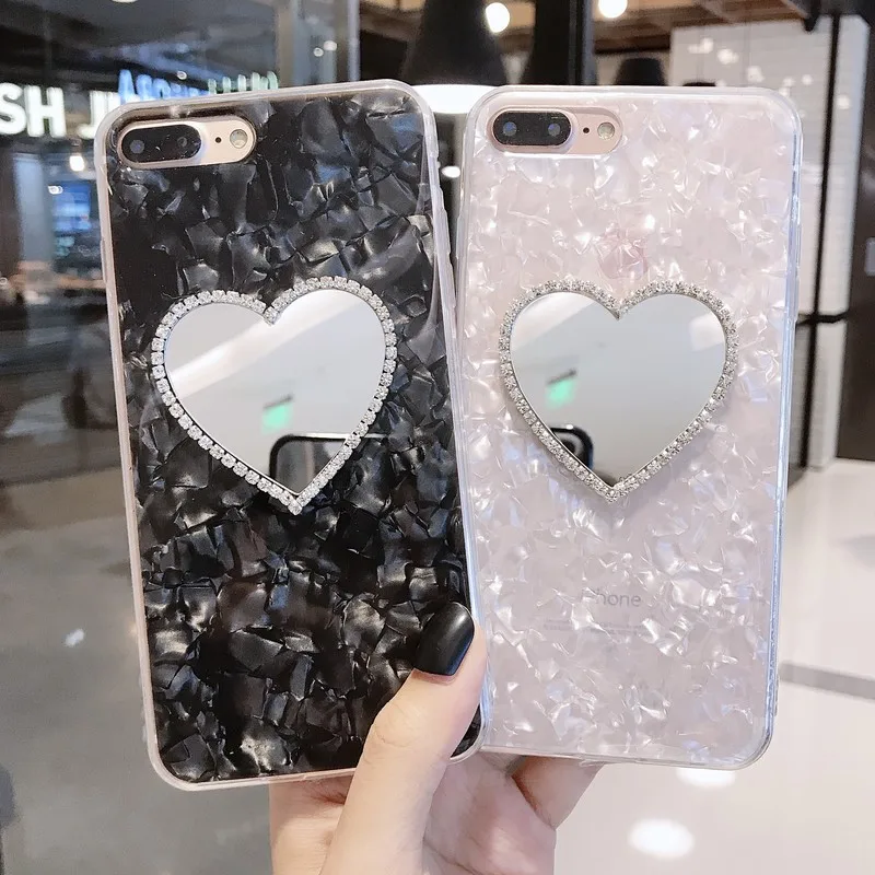 

For iPhone 8 Plus 3D Glitter diamond mirror shell Cover for iPhone 7 Plus Soft TPU Case Protective Back for iPhone 7 8 Cases