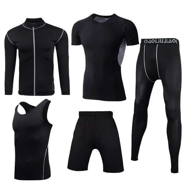 Men sportswear 5-3 Мужская спортивная одежда, Компрессионные спортивные костюмы, быстросохнущие комплекты для бега, одежда, спортивный костюм для бега, тренировок, тренажерного зала, фитнеса, спортивные костюмы, набор для бега - Цвет: Men sportswear 5-3