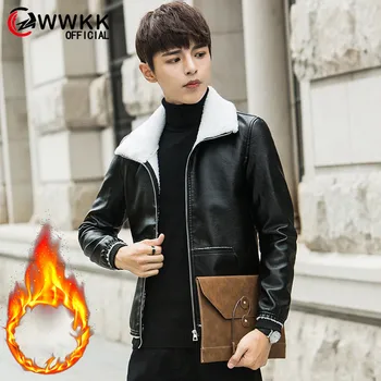 

Men's Cold Protection Standing Collar Plus Velvet Leather Jacket Keep Warm Coats Streetwear Jackets Solid Color Fashion Clothing