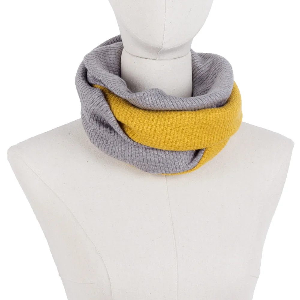 Двухцветные Лоскутные шарфы для мужчин Женский кашемировый шарф-пончо шарфы-трубы вязаный шарф-хомут зимние теплые шерстяные кольца шарфы