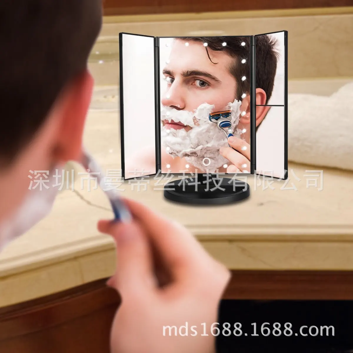 Стиль настольная доска светодиодный 3-х полосная зеркало с лоток для хранения зеркальная подставка прикосновением макияж зеркало 2X3X увеличительное Стекло
