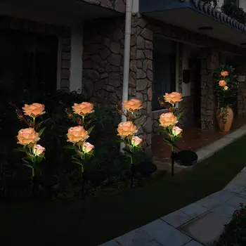 

Lawn Lamp White Rose Lights Solar Light LED Decoration Lamps Garden Rose Decoration Landscape Night Simulation Outdoor