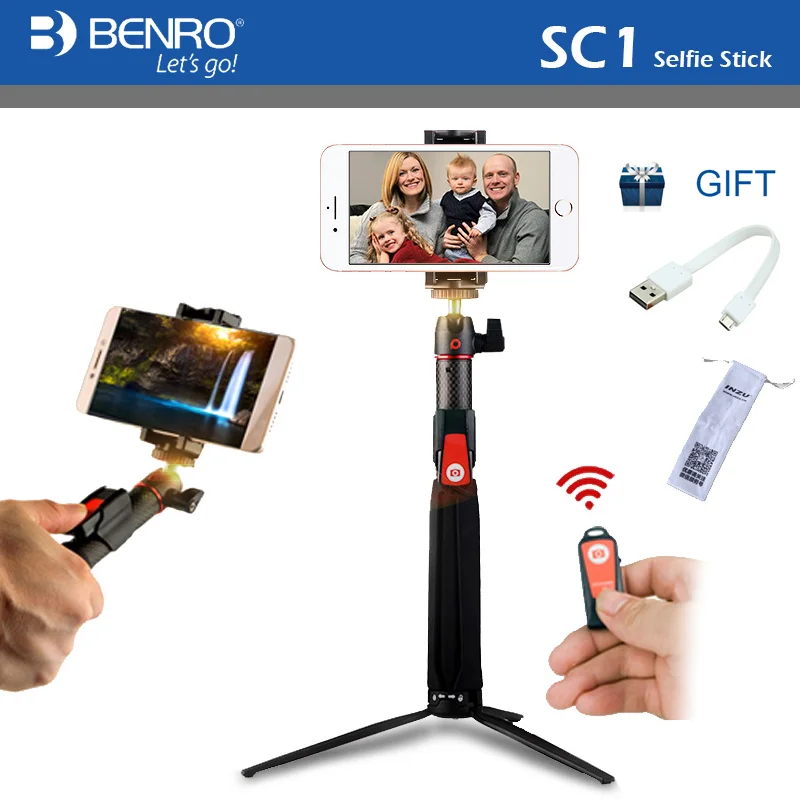BENRO SC1 Беспроводная Bluetooth углеволоконная Гибкая селфи палка Настольный Штатив для