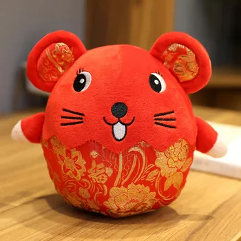 

Soft Home Decoration Plush Rat Mascot Ornaments Accessories New Year Gifts Red Mouse Exquisite Animal Cute Expression Festival