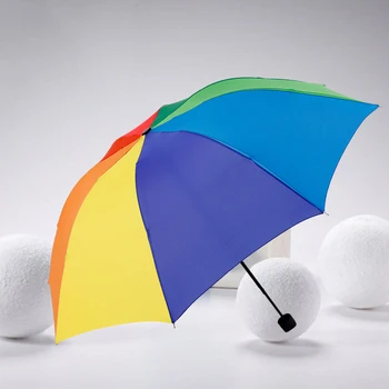 

Umbrellas Folding creative men and women colorful couple sunny umbrellas tri-fold rainbow umbrella