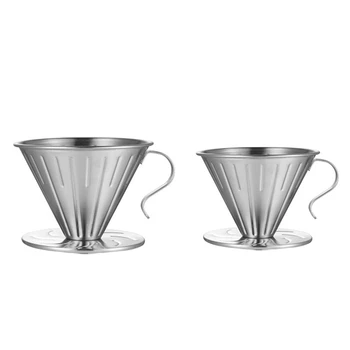 

2-Piece Coffee Filter Cup Drip Cup Hand-Made Coffee Cup Stainless Steel Drip Coffee Filter Cup