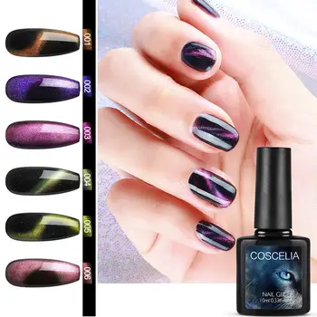

COSCELIA 10ml 5D Cat Eye Gel Polish Chameleon Magnetic Gel Long Lasting Shining Cat Eye Nail Art Soak Off UV LED Gel Varnish