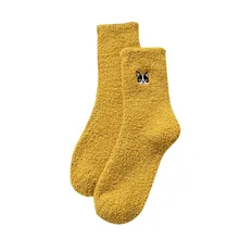 Womail женские носки для сна, 1 пара, носки-тапочки с вышивкой в виде собаки, женские модные длинные зимние носки