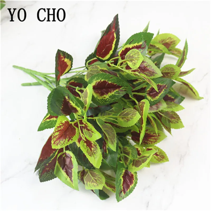 Yo Cho Verde Piante Artificiali Foglie Di Nozze Decorazione Della Casa Di Plastica Verde Foglie Di Accessori Fai Da Te Fatti A Mano Faux Fogliame