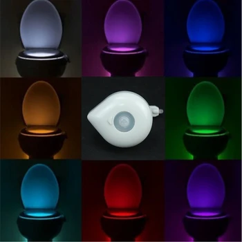 

LED Toilet Seat Night Light Motion Sensor WC Light 8 Colors Changeable Lamp AAA Battery Powered Backlight for Toilet Bowl Child