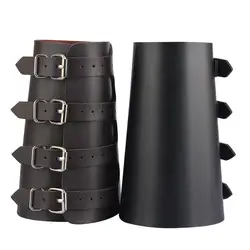 Pu Leather Arm Armor Unisex Gauntlet Wristband Wide Bracer Arm Protector Cuff String Steampunk Bangle Buckle Bracelet Cosplay