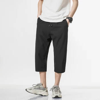 

Streetwear Cargo Pants Streetwear Hip Hop Men Joggers Sweatpants Plus size Track Pants Solid Elastic Waist Calf Length Trousers