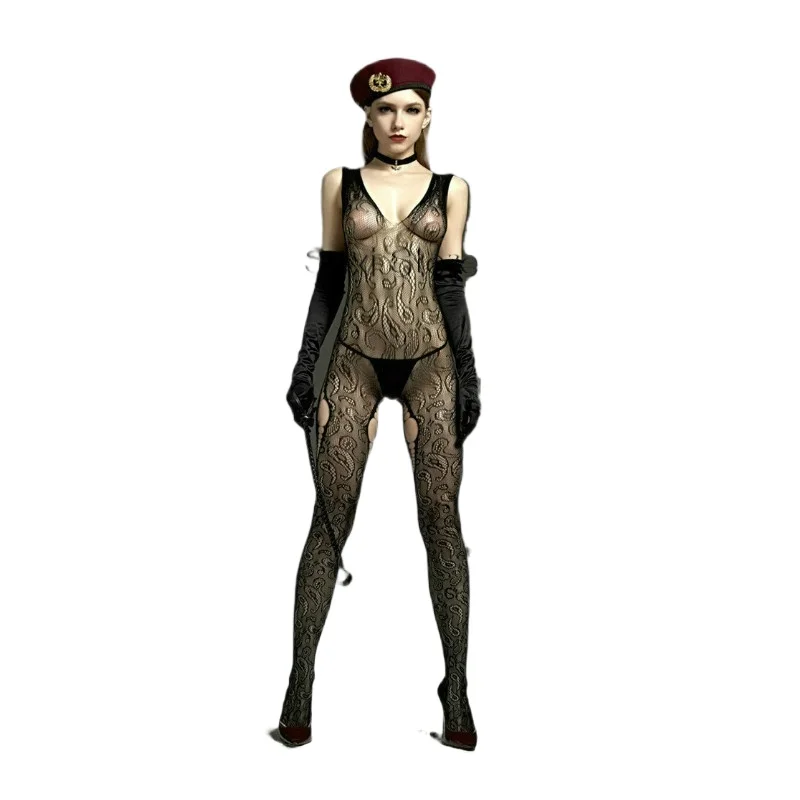 Open Crotch Jumpsuit Sexi Women Mesh Catsuit Sexy Lingerie Transparent Bodysuit Erotic Underwear Ladies See Through Leotard Sex