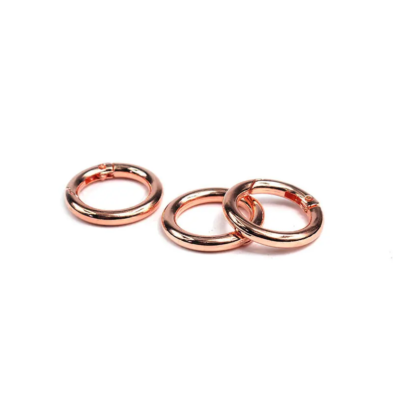 Rose gold-25mm 3 шт. сплав Открытое кольцо 28/25 мм рессорный хомут подвесной брелок с кольцом Карабин для активного отдыха повесить с декоративной металлической пряжкой и пружинное кольцо открывающийся брелок - Цвет: Rose gold-25mm