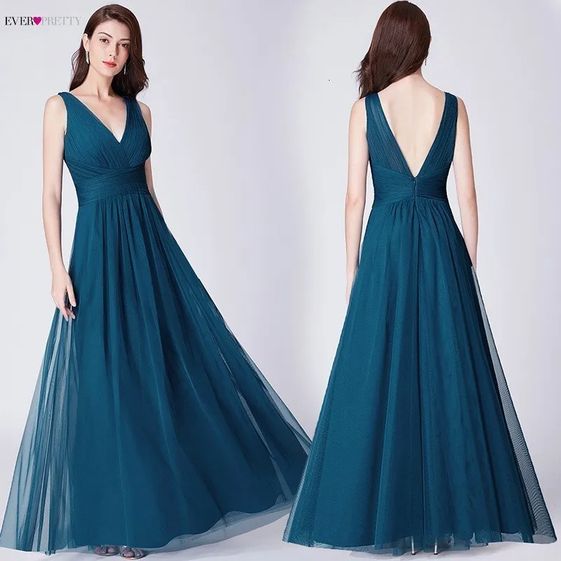 Длинные платья подружки невесты Ever Pretty A-Line с v-образным вырезом без рукавов, официальные свадебные платья для гостей Robe demoiseur D'honneur Rouge