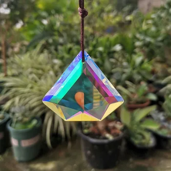 

48mm Crystal Prism Suncatcher Glass Oblate Diamond Chandelier Lamp Bead Parts Rainbow Hanging Pendant Home Wedding Garden Decor