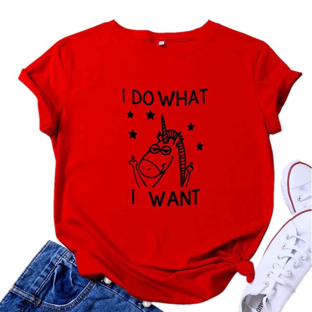 MK Women Summer Cartoon Unicorn Print Tshirts Cotton Round Collar Short-Sleeved Loose T-Shirt Oversized S-XXL Pullover Tops Tees | Женская