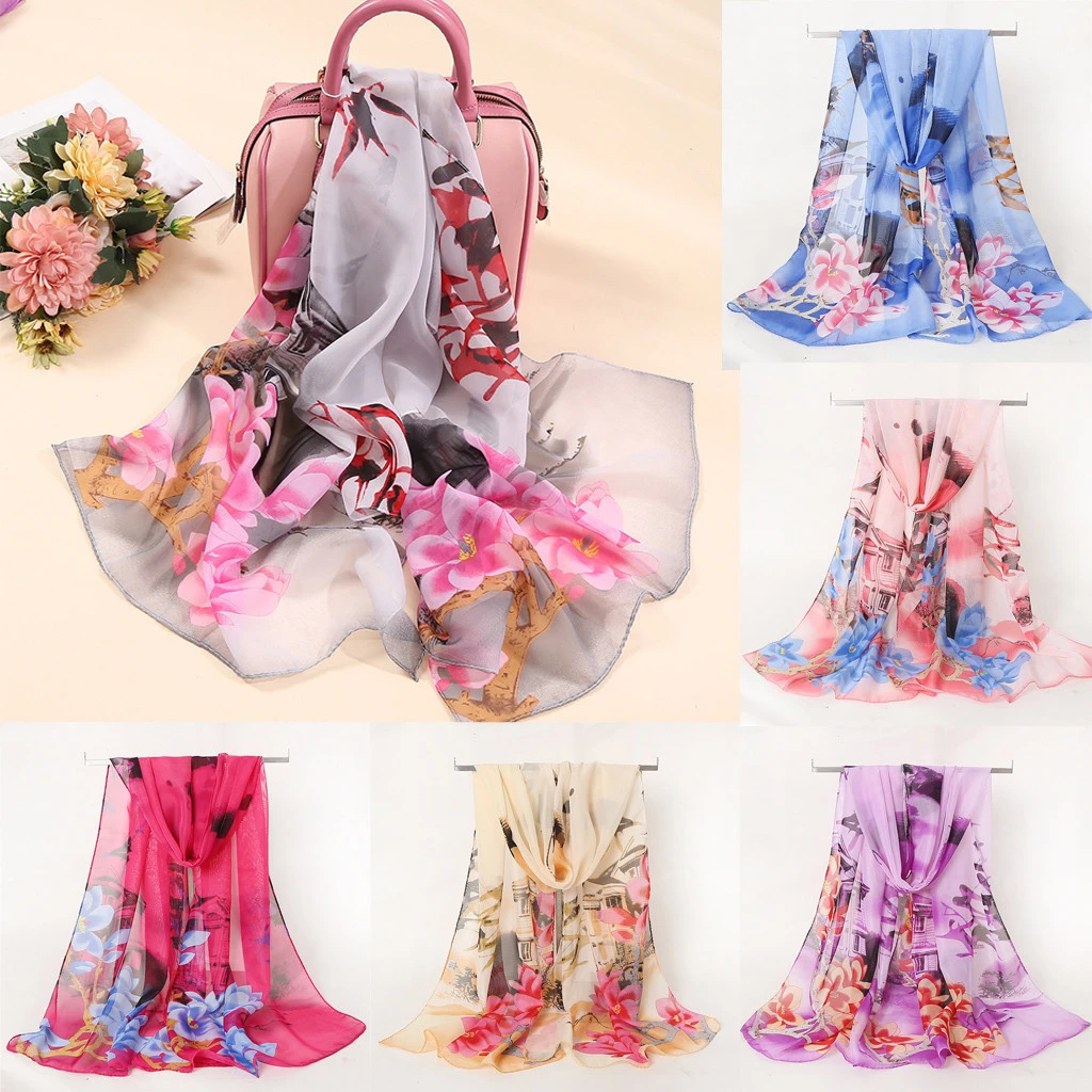 2019 Scarves For Women Hot Sale Print Flower Scarves Wrap Sunscreen Beach Long Hijab Four Seasons Available Cape Female 919