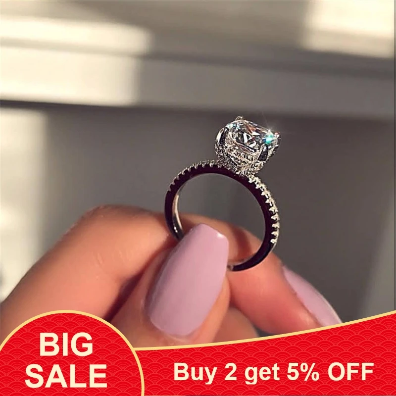 

Sparkling Promise ring Real 925 Sterling silver Cubic Zirconia Enagement Wedding Band Rings for women men Finger Jewelry Gift