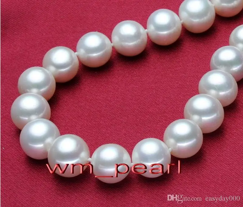 

Fine Pearls Jewelry 17"13-16mm NATURAL REAL perfect round south sea WHITE pearl necklace 14K