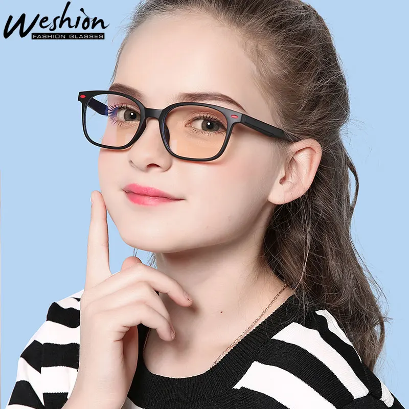 Анти-синий светильник для девочек, квадратные очки по рецепту TR90, двухцветная оптическая оправа, близорукие линзы, 7-12 лет, новинка