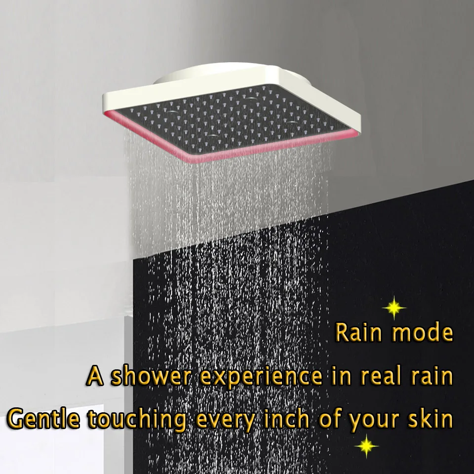 Светодиодный термостатический душевой набор для ванной комнаты, смеситель для душа, светодиоды для потолка в душе, 300x300, массажные форсунки для дождя LF5282
