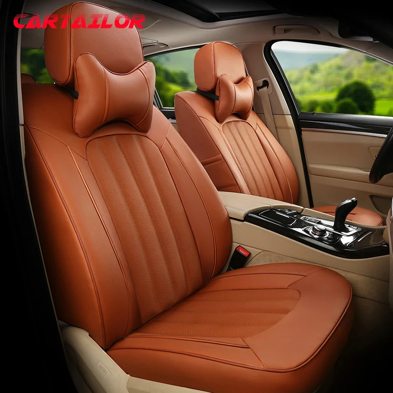 

CARTAILOR Leather Car Seat Cover for Volkswagen Tiguan Seat Covers & Supports Cars Cowhide & Leatherette Seats Protector Black